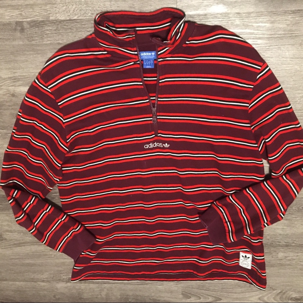 Retro Adidas Originals Striped 1/4 Zip